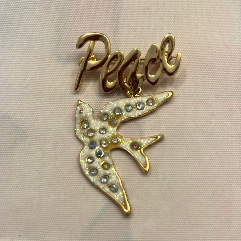 Gold 'Peace' Bird Pendant